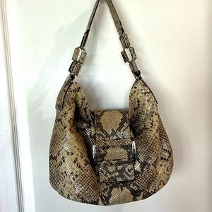 MICHAEL Michael Kors Snakeskin Shoulder Bag in Tan and Brown
